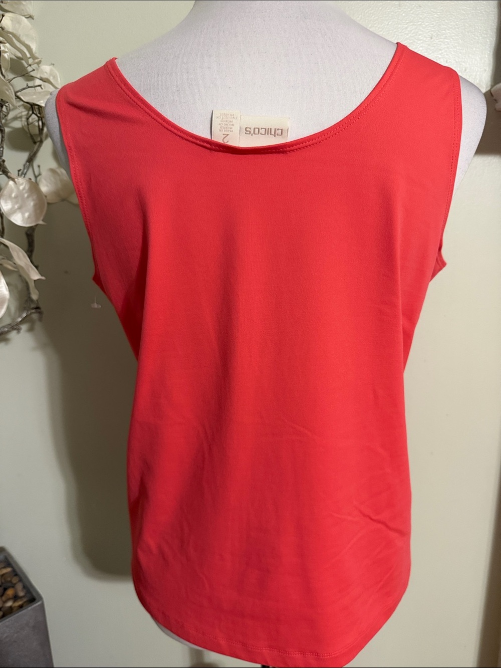 Chico's Coral Scoop Neck Tank Top Size 2 - Picture 3 of 3
